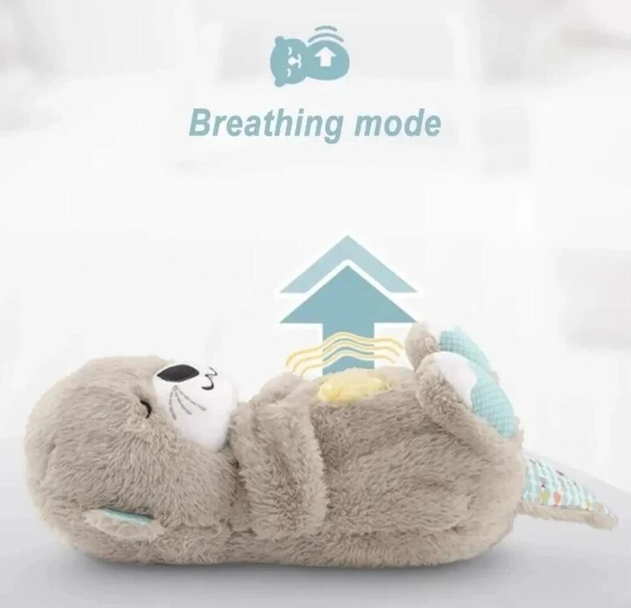 30cm Breathing Bear Baby Soothing Otter Plush Doll Music Baby Sleeping Companion