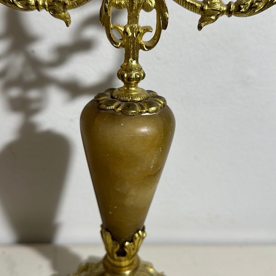 Vintage Italian Brass/Marble Candelabra Set