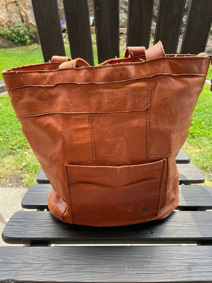 RENSKINNSVÄSKA Läderväska Skinnväska Tote Bag Väska Cognac RENSKINN LÄDER SKINN