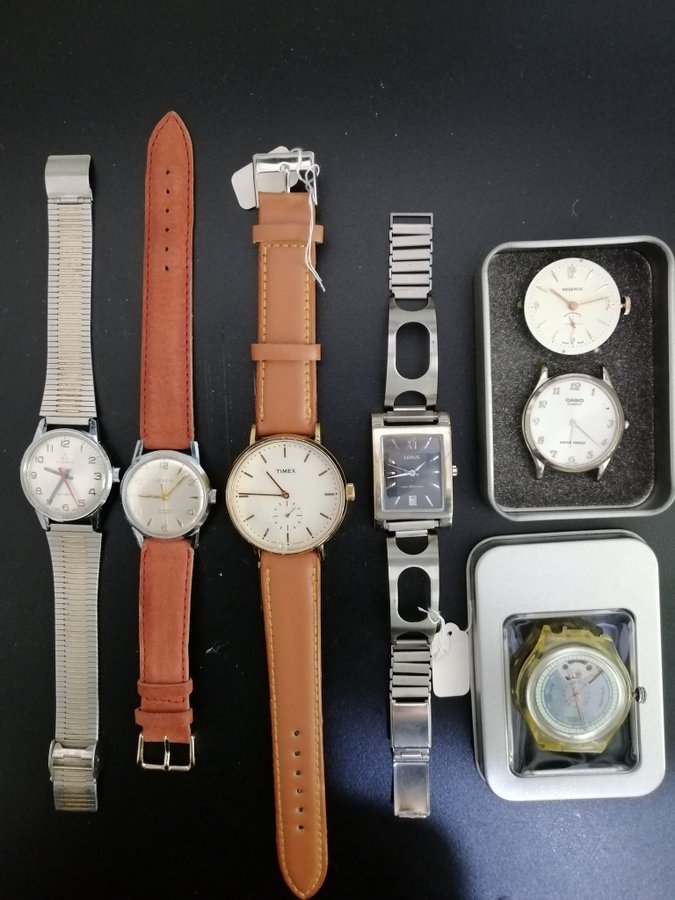 Parti 7 st herr klockor ingår swatch.casio,svea,timex.mm