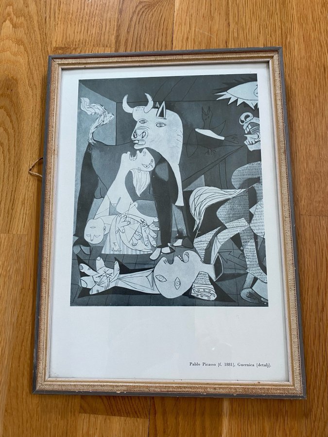 Tavla med detalj av målningen Guernica av Picasso gammal tryck