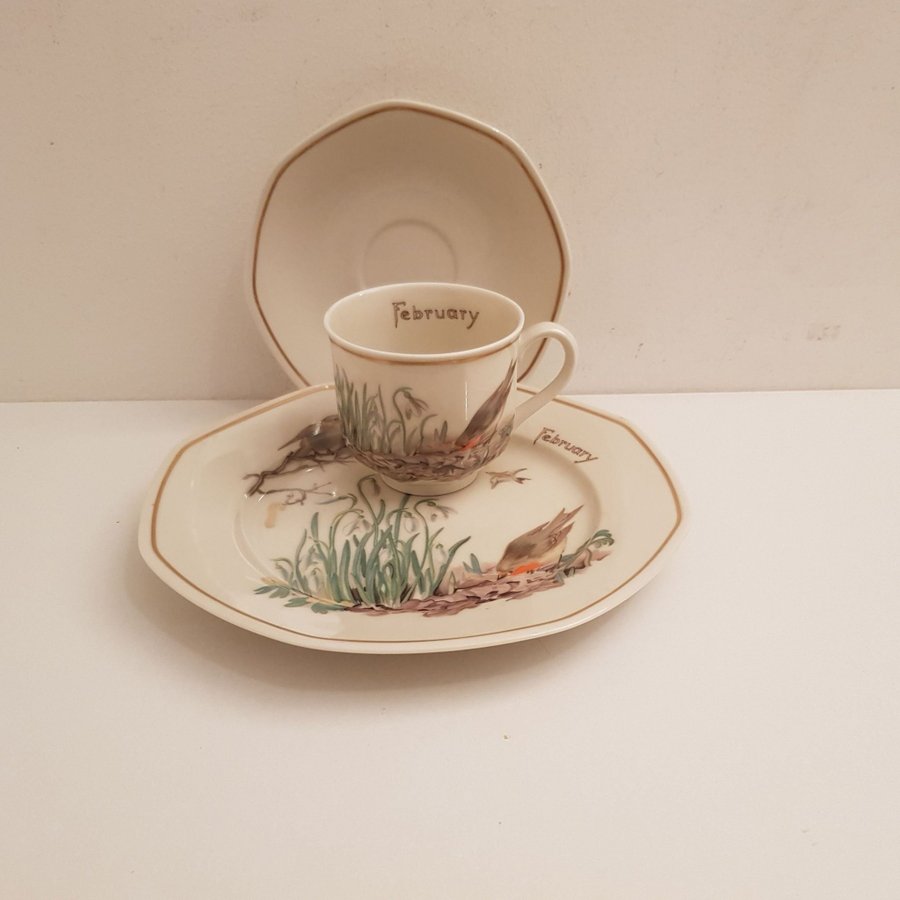 Heinrich Tyskland Villeroy  Boch Set med 1 tekopp/Kaffekopp med assiett januar