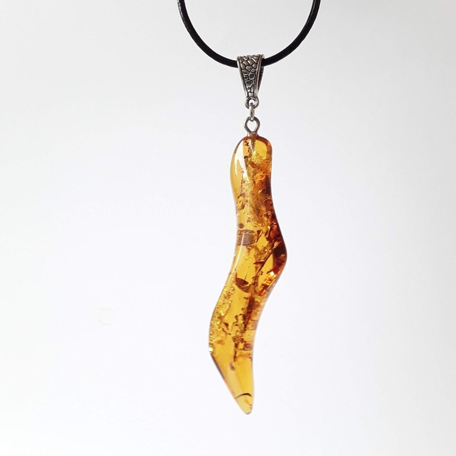 Baltic amber gemstone brown pendant necklace, Cognac amber stone unisex jewelry