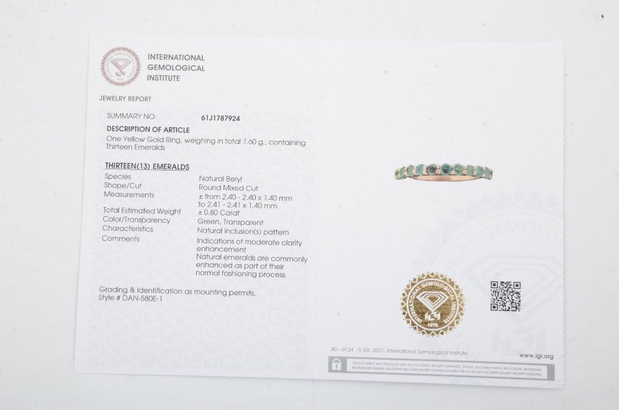 Guldring 14k Smaragder - IGI Certifierad