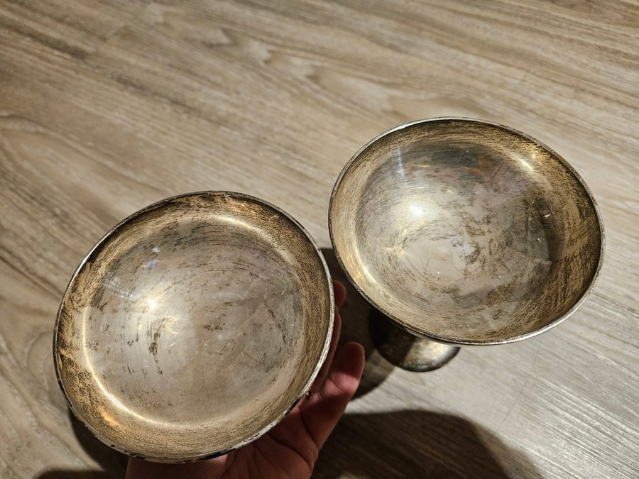 2 st BÄGARE I SILVER, med stämpel, Gamla Silverkoppar, retro bägare silverbägare