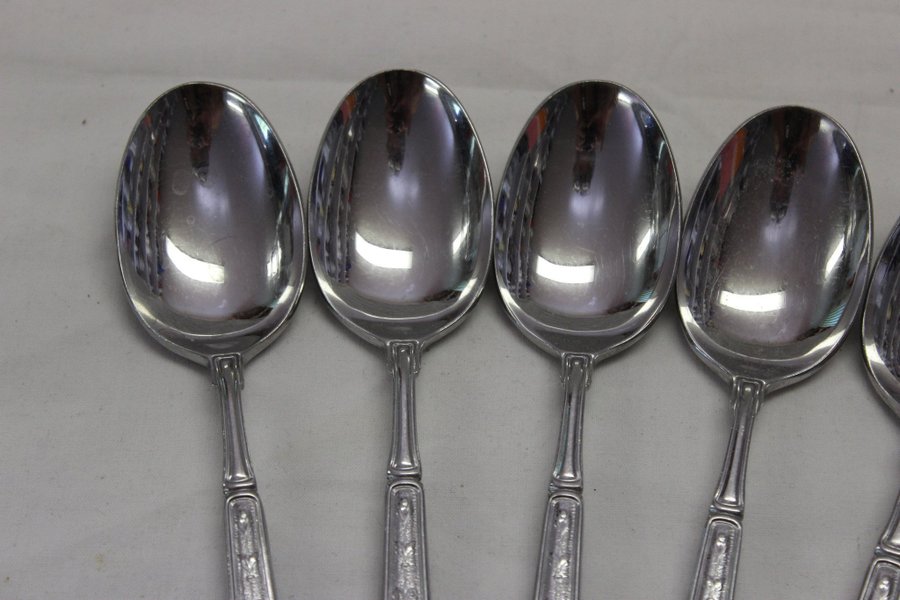 5 Bordsked Bordskedar Sked Skedar 18,6 cm i Rostfritt Liknar Silverbestick Dekor