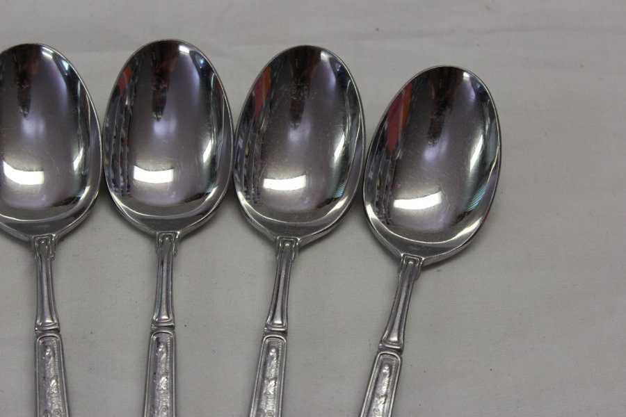 5 Bordsked Bordskedar Sked Skedar 18,6 cm i Rostfritt Liknar Silverbestick Dekor