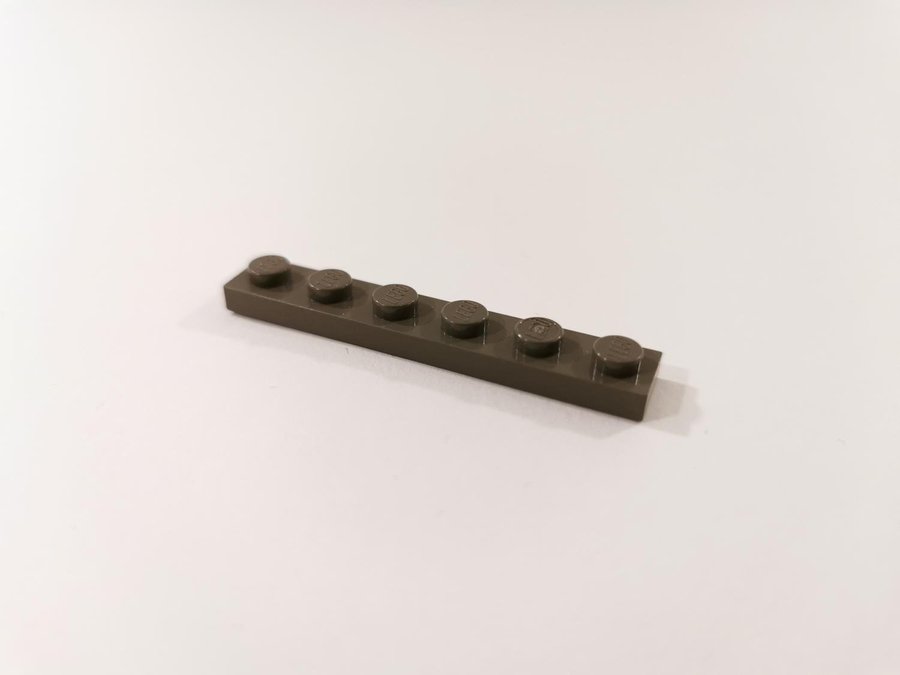 Lego - bit - bas - plate - 1x6 - part 3666 - mörkgrå (old dark gray)