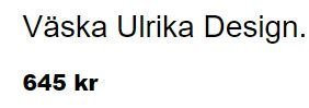 Väska Ulrika Design Ny i konstläder off White med tags kvar! Kostat 600 kronor