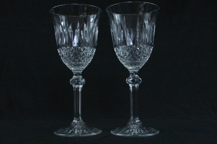 2 st Kristallglas Saint Louis Crystal Tommy Vinglas Frankrike