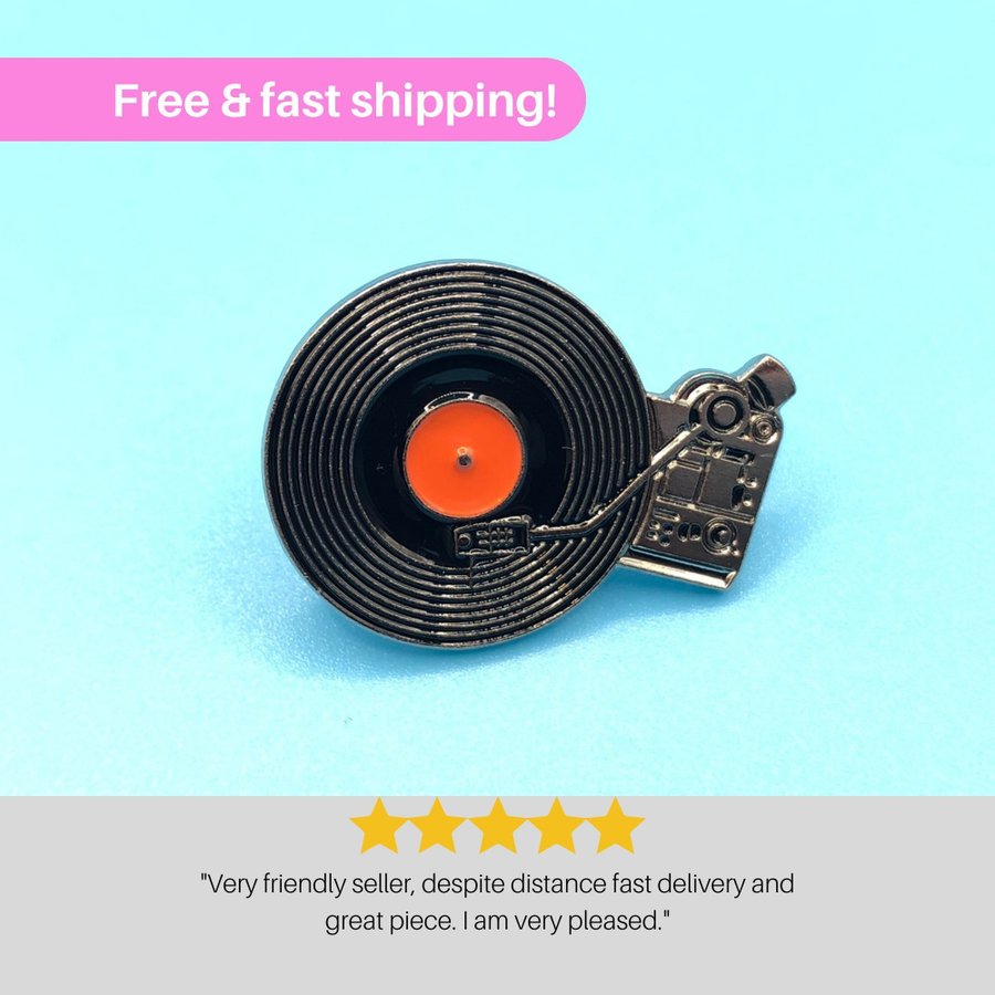 Retro Turntable Enamel Pin - Vintage Record Player Accessory