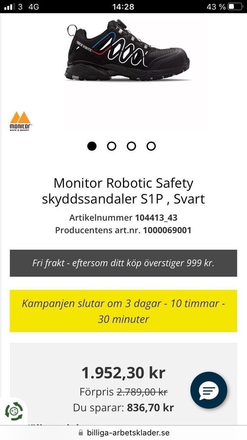 Arbetsskor med stålhätta (Stl: 45) NYSKICK!