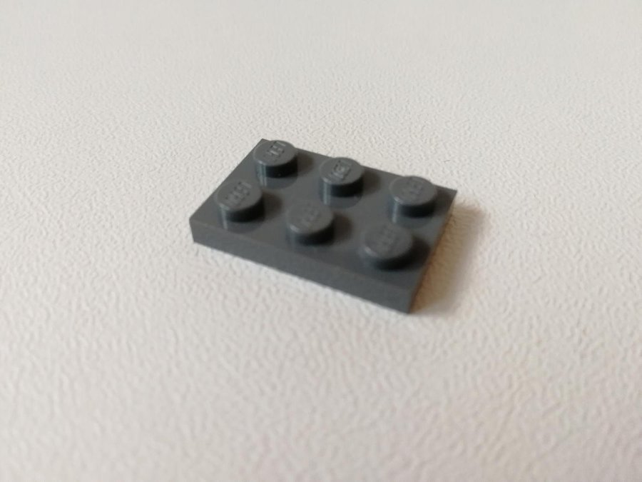 Lego - plate - platt - bas - 2x3 - part 3021 - mörkgrå (bluish)