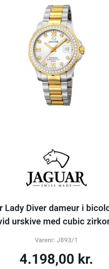 Jaguar Lady Diver dameur i bicolour med cubic zirkoner