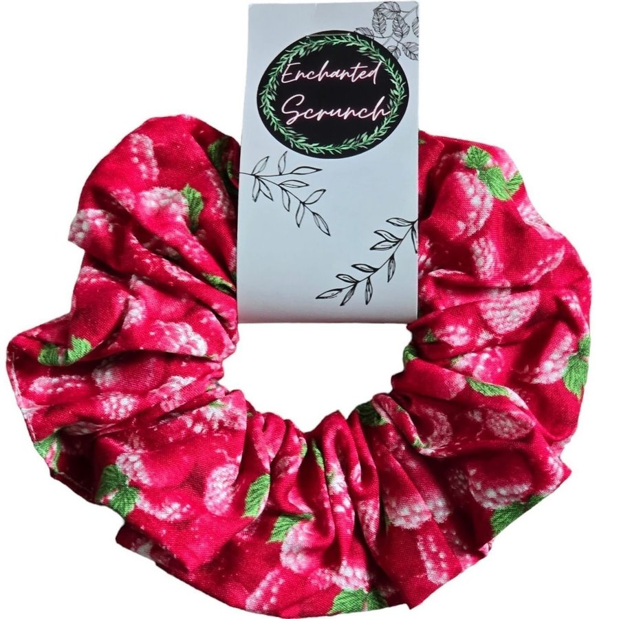 Röd hallon överdimensionerad XXL scrunchie hårsnodd Enchanted Scrunch NY