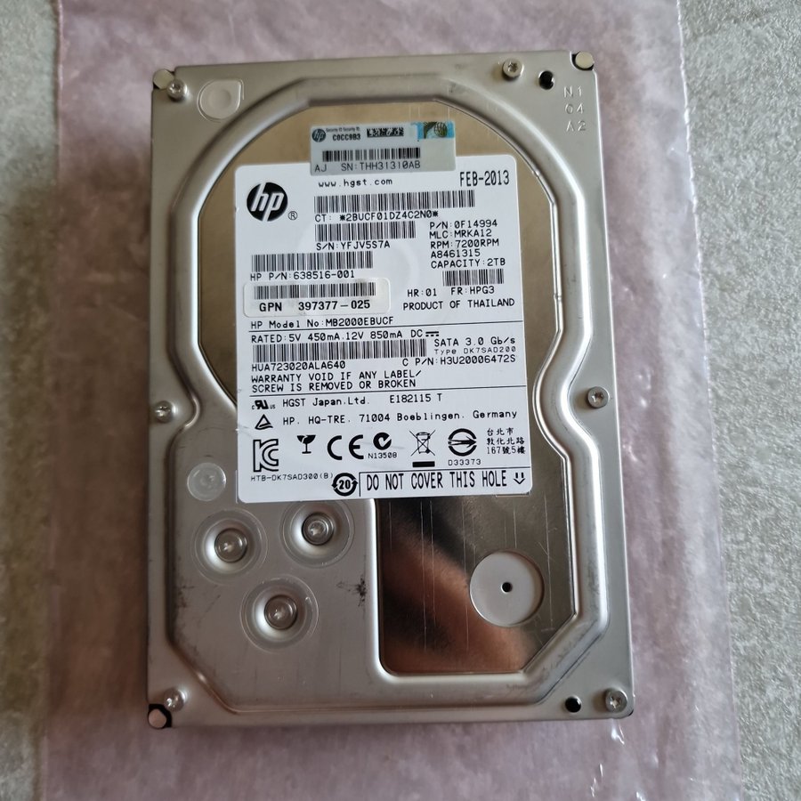 Hitachi Ultrastar 2TB 3,5" Intern Hårddisk, SATA