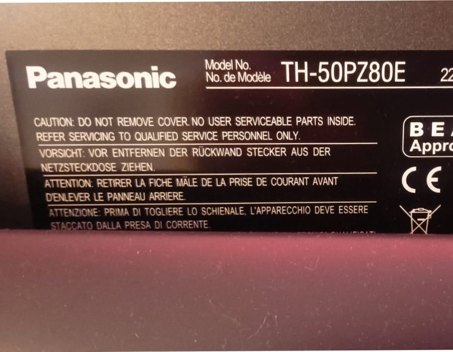 Panasonic TH-50PZ80E Plasma TV