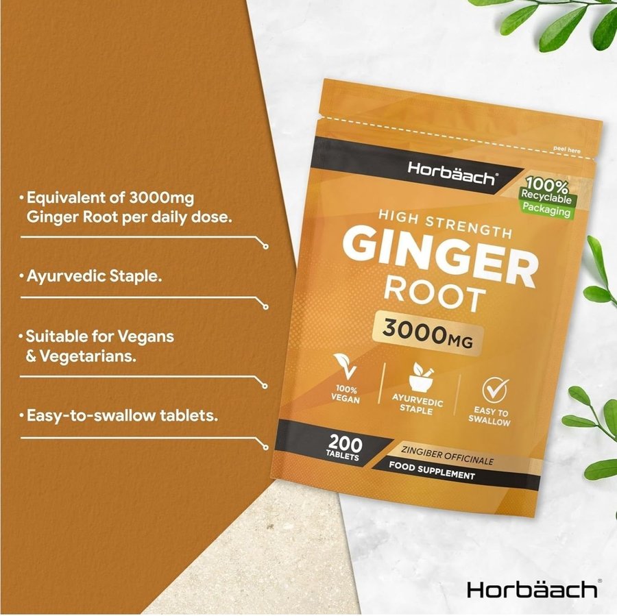 3st Horbaach High Strength Ginger Root 3000mg 200 Tablets