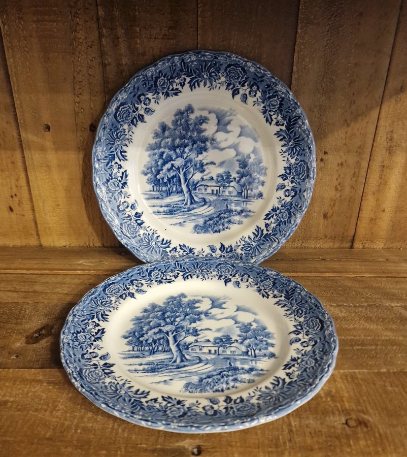 2 tallarikar Country Style W.H. Grindley  Co. Ltd. Staffordshire England blå