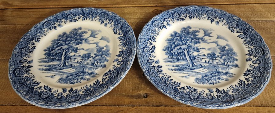 2 tallarikar Country Style W.H. Grindley  Co. Ltd. Staffordshire England blå