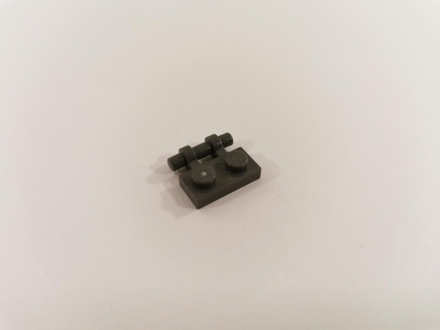 Lego - plate - modified - handles on side - 1x2 - part 2540 - mörkgrå (bluish)