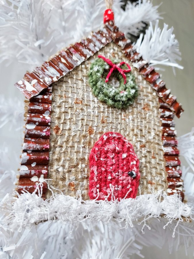 1 st Julhänge Rustikt Hus Julehus m Dörrkrans Julpynt Jul Pynt Christmas Craft