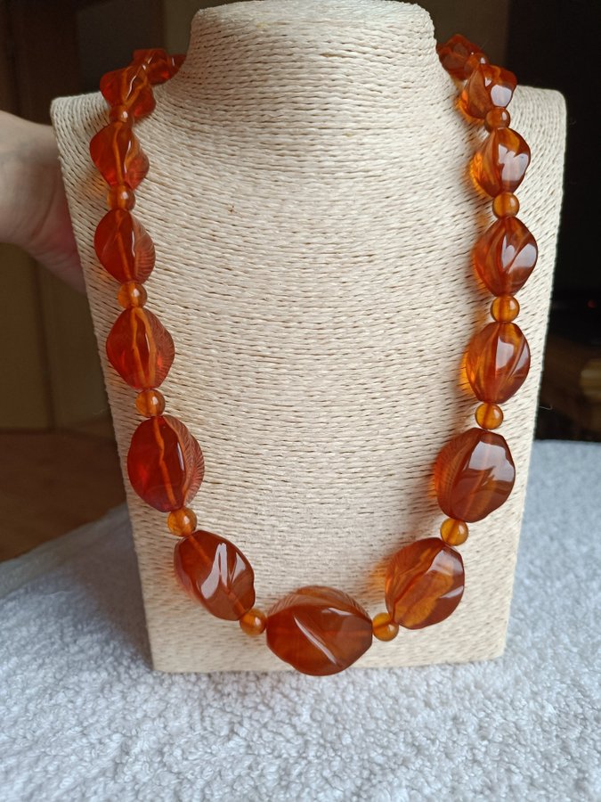 Bärnsten halsband ,gammalt. Antik. Amber. 76gram