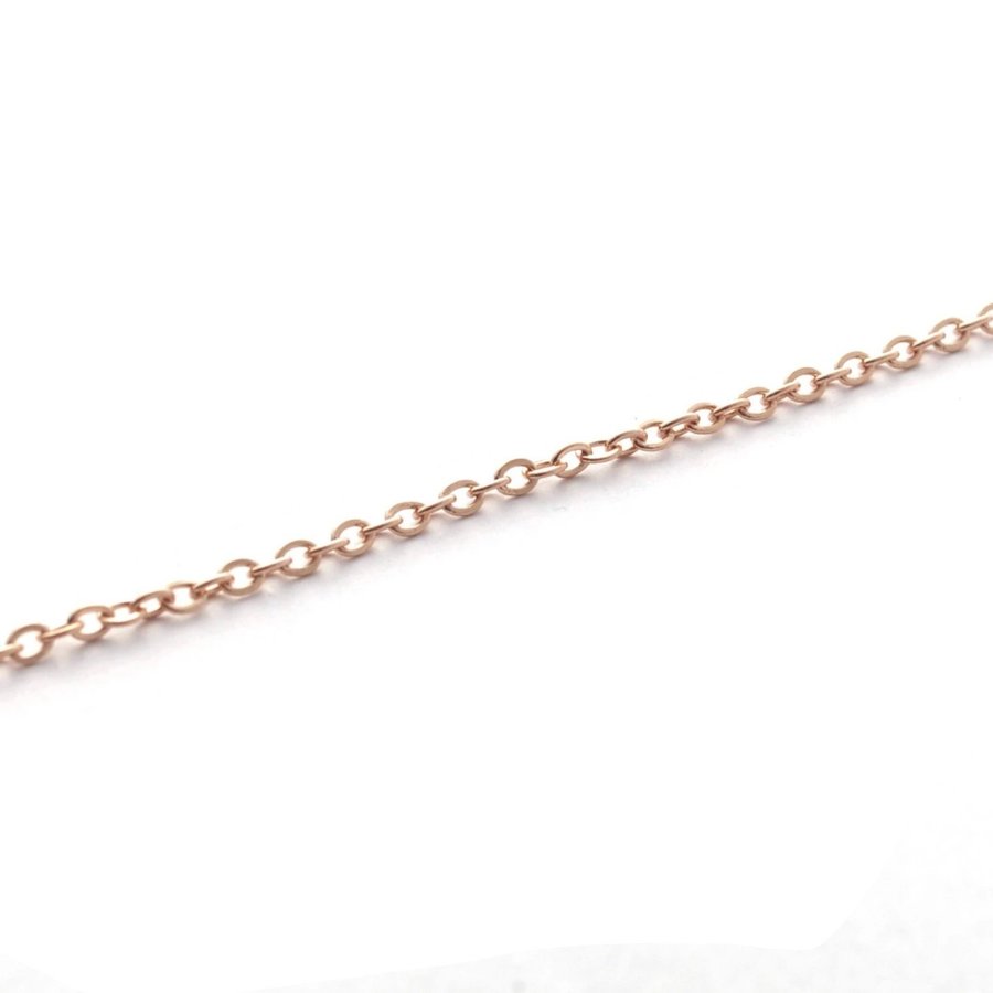 50cm 1,5mm kedja14K Rosé Guld tunt länk halsband stål kedjelänk pläterad pansar