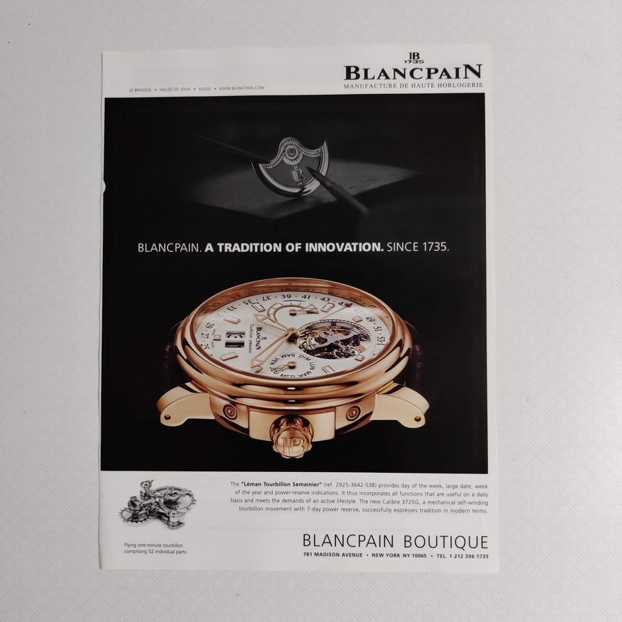 BLANCPAIN Léman Tourbillon Semainier annons från 2009