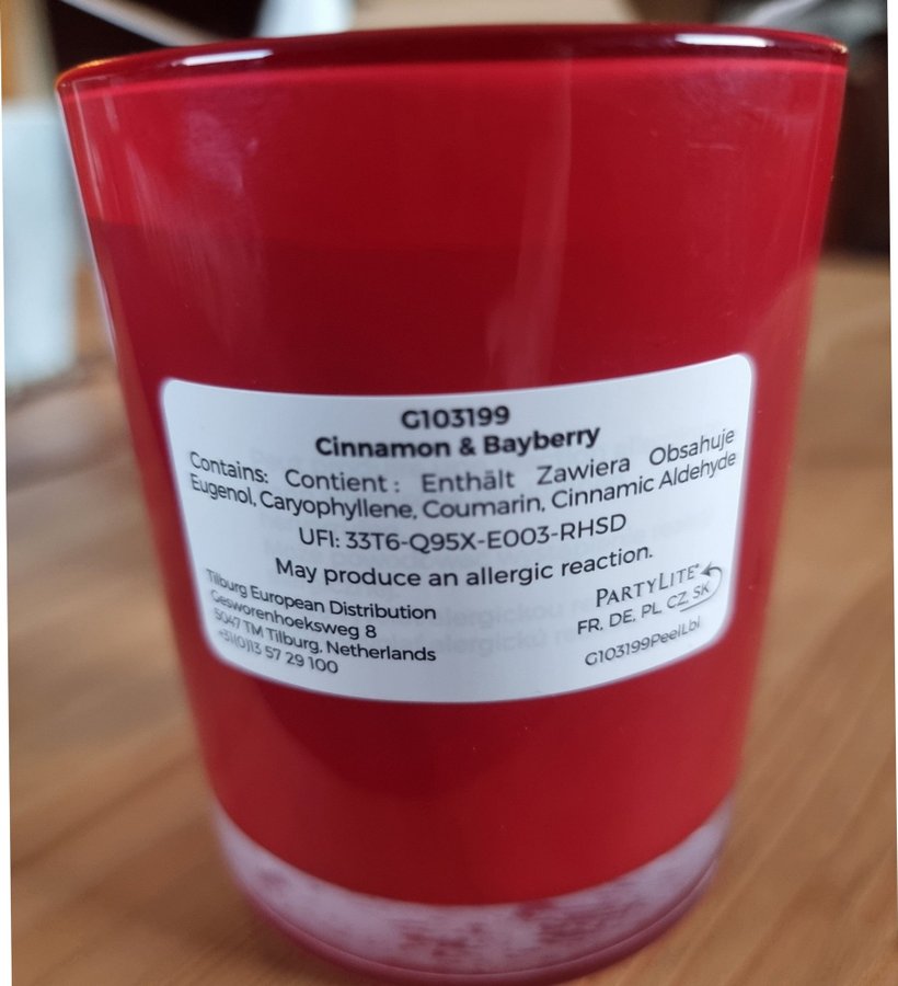 Partylite Glasljus doft Cinnamon  Bayberry