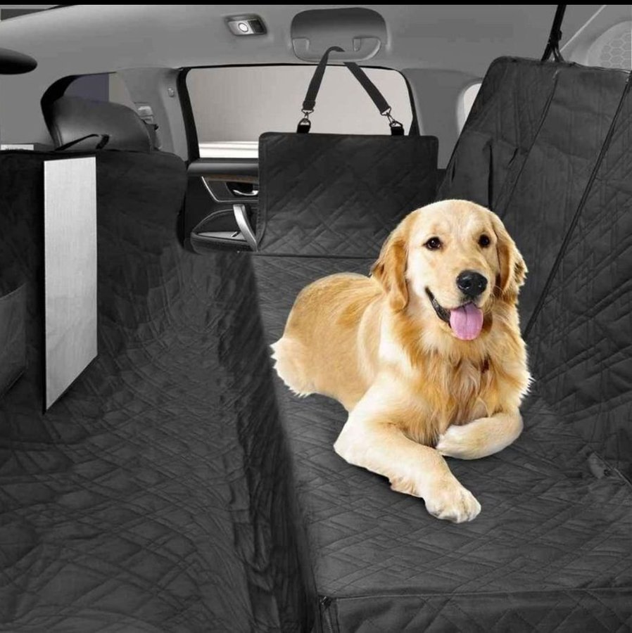 Premium Dog car seat cover with side flaps, windows and pockets