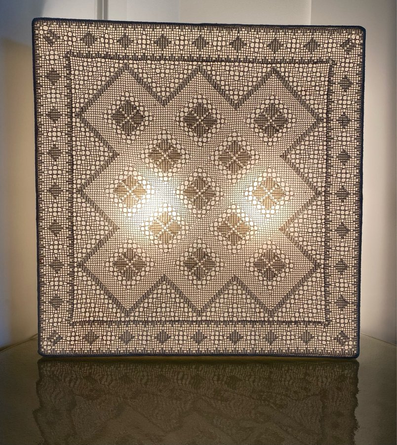 Vägglampa 50 cm Näversöm Retro Vintage Tyg Broderi Plafond Lampa