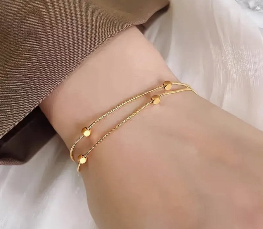 Helt ny läcker Rostfritt Stål guld färg armband justerbar smal handled