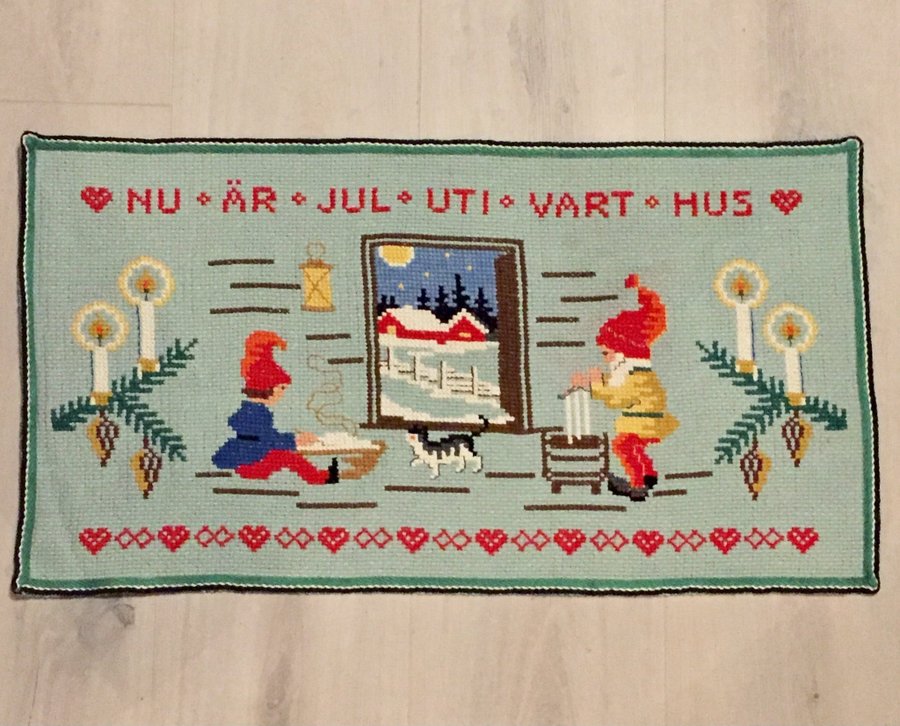 Vacker Julbonad, Väggbonad, Julbroderi, Korsstygn, Retro, Vintage