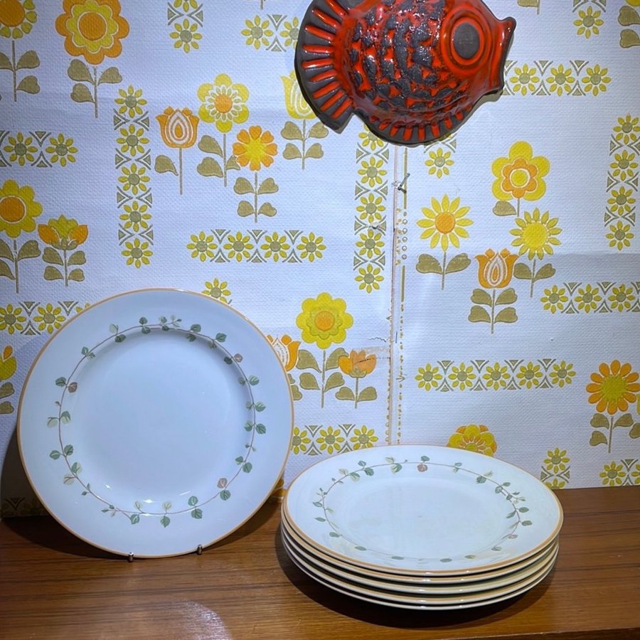 6 assietter Vintage Ikea Churchill England Linnea plates