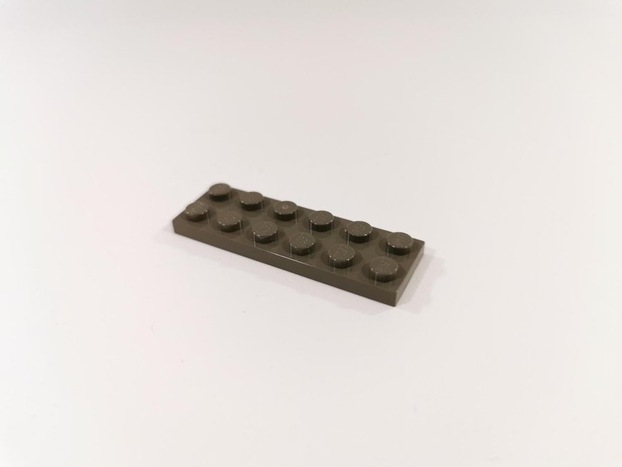 Lego - bit - bas - plate - 2x6 - part 3795 - mörkgrå (old dark gray)