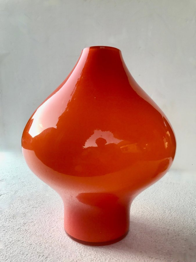 Space Age size XL / Orange skulptur i glas / Super-Retro!