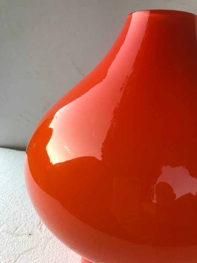 Space Age size XL / Orange skulptur i glas / Super-Retro!