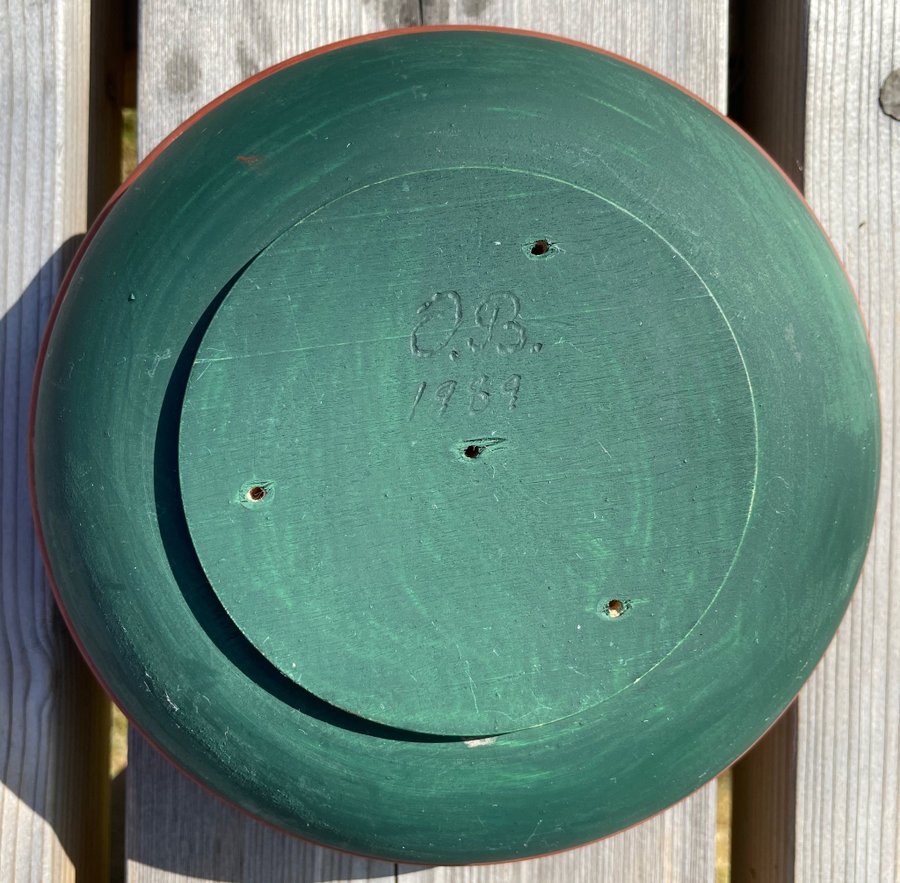 Rosemalt bolle, rosemaling, ølbolle, trebolle fra Telemark, Norge fra 1989