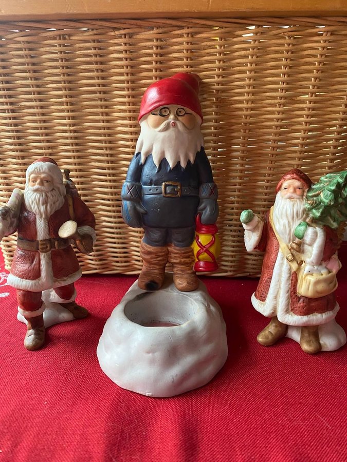 3 figuriner Gun Ulriksson jultomte porslin