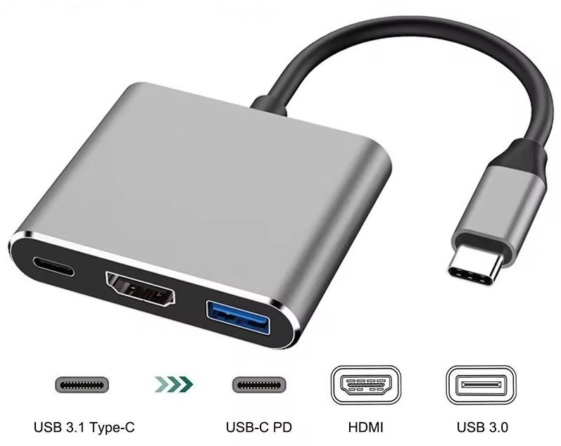 USB-C adapter Type-C Hub med HDMI Type-C  USB 30 uttag