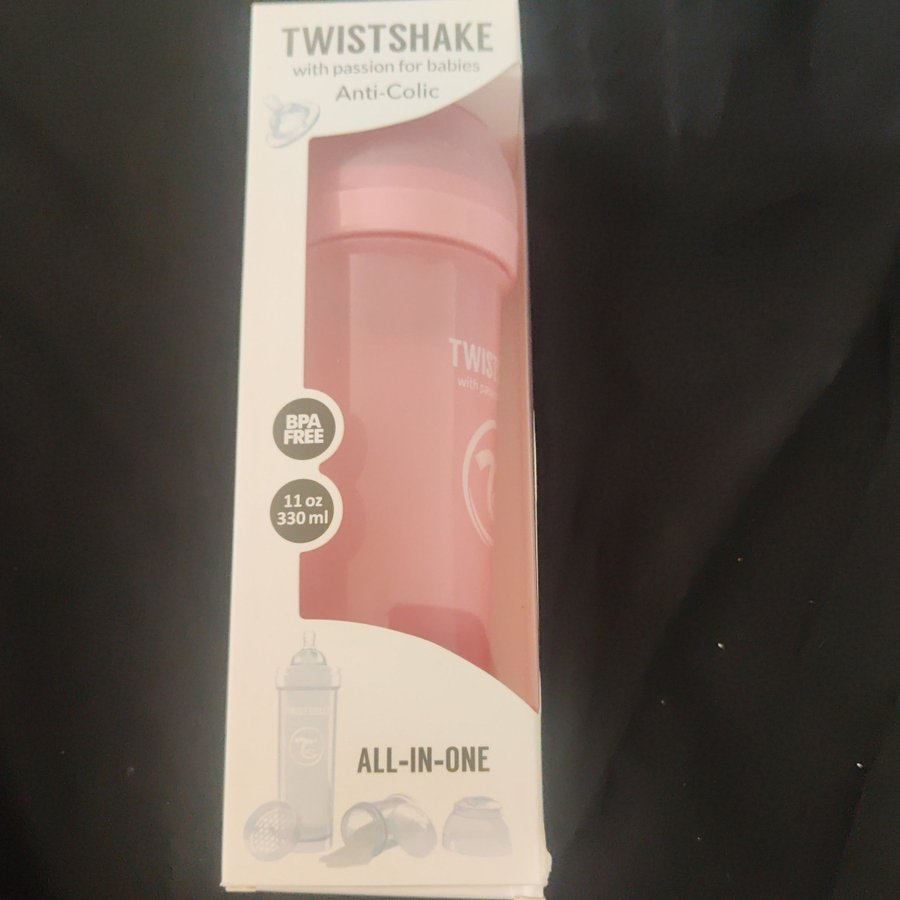 Twistshake All-in-One flaska med blandare och behållare - Rosa