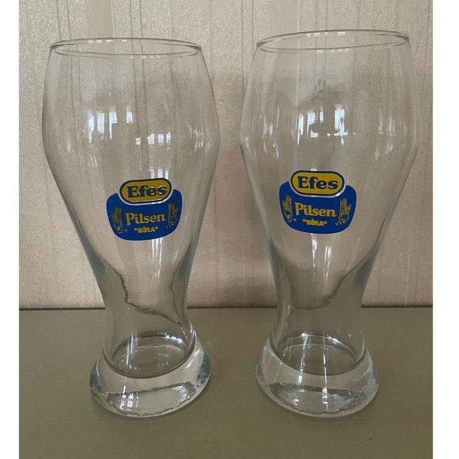 2 Stora Efes Pilsen Bira Turkiet Ölglas