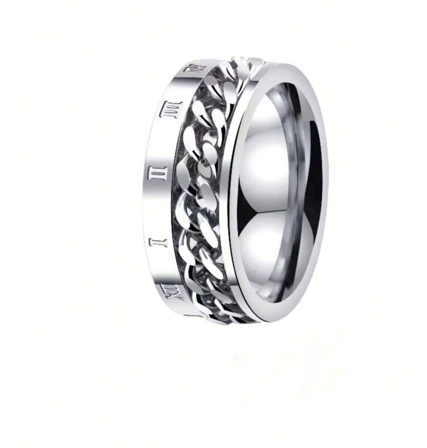 Helt ny ring Unisex Herr Dam Kedja 316L stainless steel rostfritt stål str 18mm