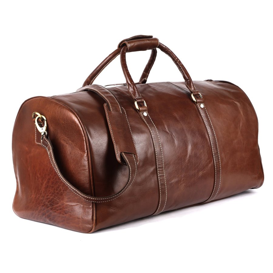 Leather Duffle Bag Weekendväska Resväska Travel bag Gym Bag Kabinväska