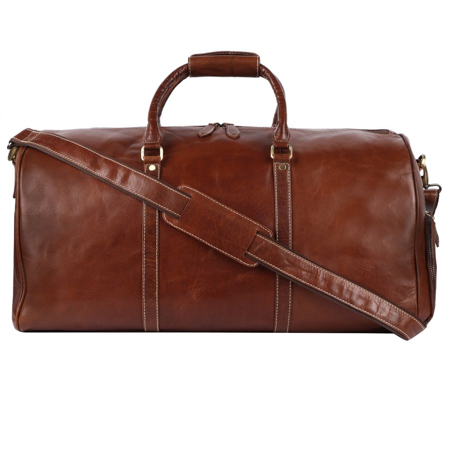 Leather Duffle Bag Weekendväska Resväska Travel bag Gym Bag Kabinväska