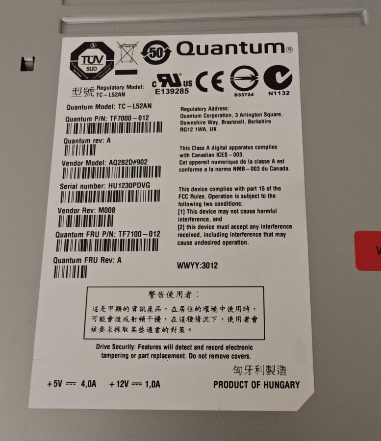 Quantum Band Backup Enhet LTO-5 Ultrium Intern SAS