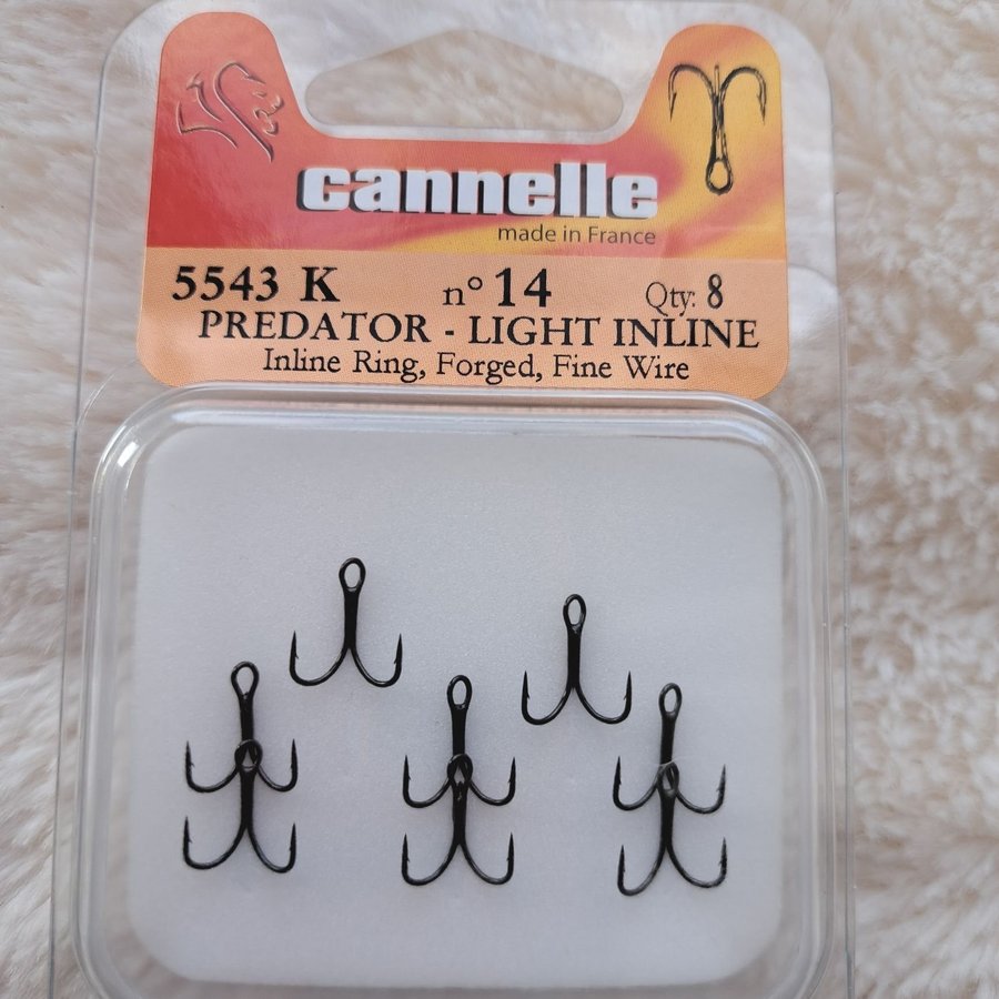 Cannelle 5543 K Predator- Light Inline Treble Hook, Size 14, 8PCS