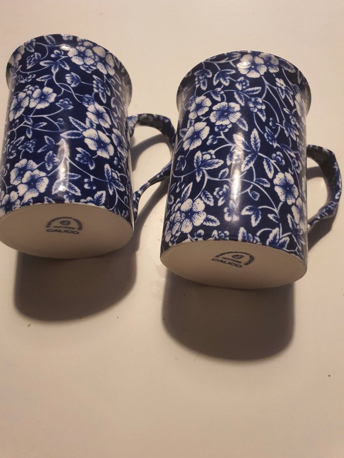 CALICO BLUE STAFFORDSHIRE MUGS