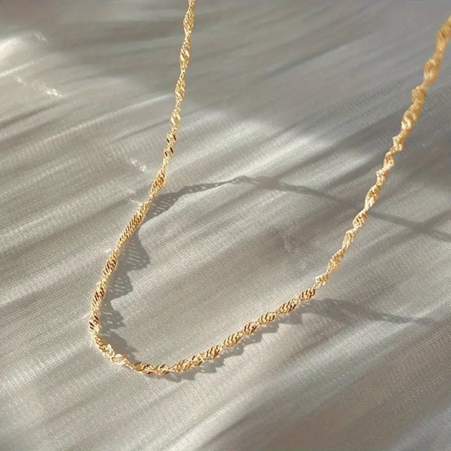 Minimalistiskt Guld Halsband 40cm Guldpläterad Kedja